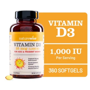 NatureWise Vitamin D3 1000iu + Organic Olive Oil - 360 Mini Softgels[1-Year Supply]