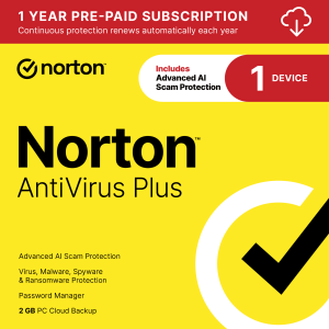 Norton AntiVirus Plus, 1 Device, 1 Year Subscription, PC/Mac (Digital Download)